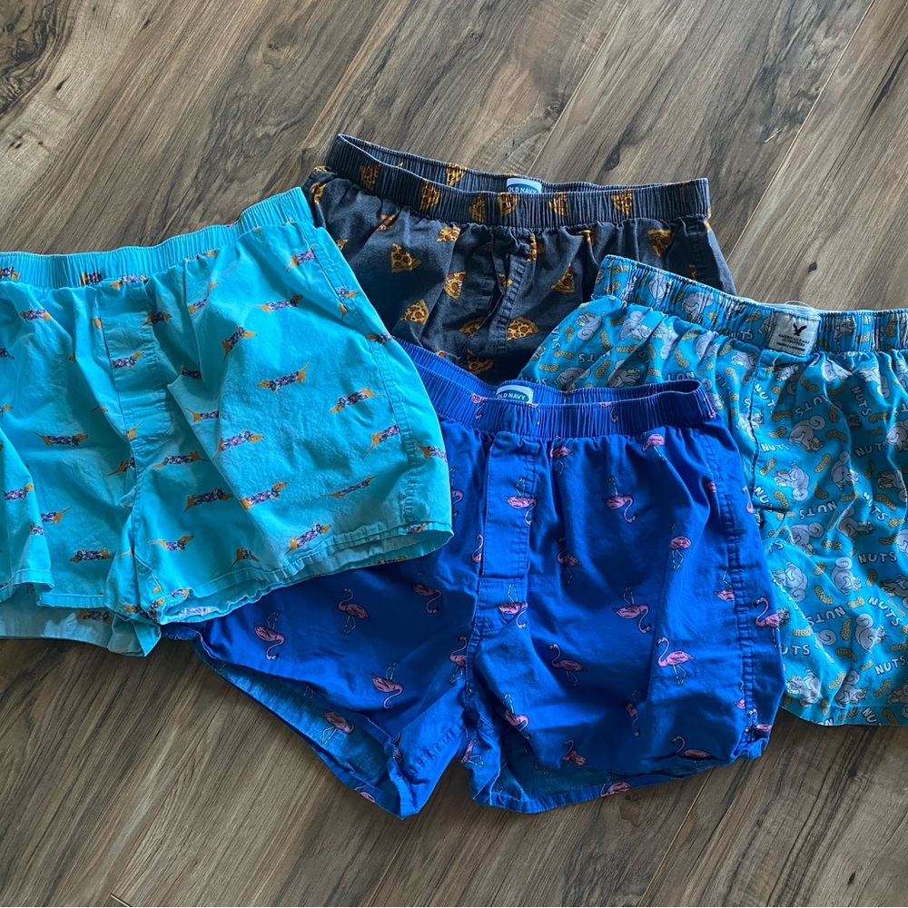 Men’s Boxer Shorts, Old Navy & AE. Cute designs, great used condition. Med/Large